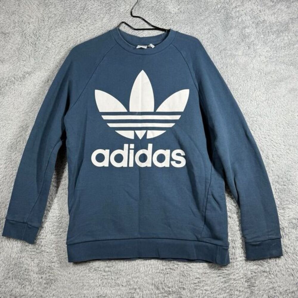 ADIDAS‎ ORIGINALS Sweatshirt Blue Big Trefoil Logo Mens Medium M
